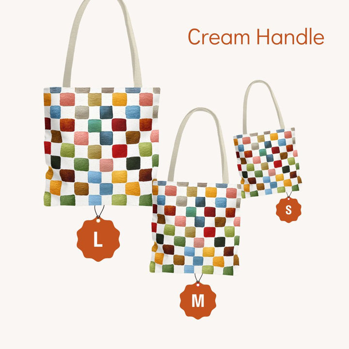 Multicolor Checkers Print Tote Bag