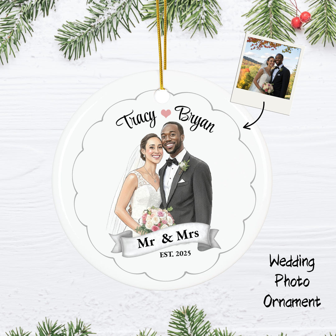 Personalized Photo Christmas Ornament: Wedding Picure Ornament