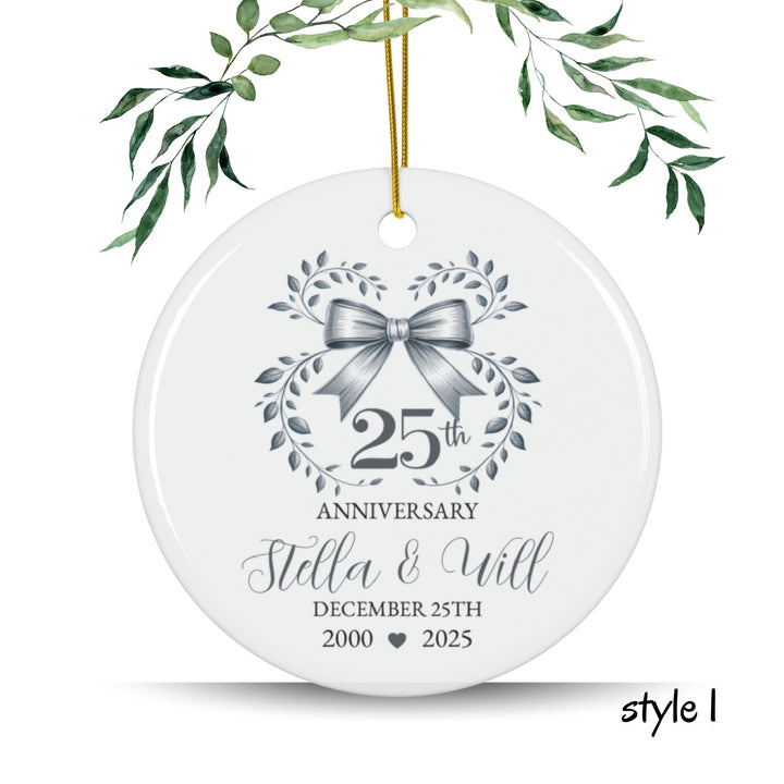 Personalized Christmas Ornament: 25th Anniversary
