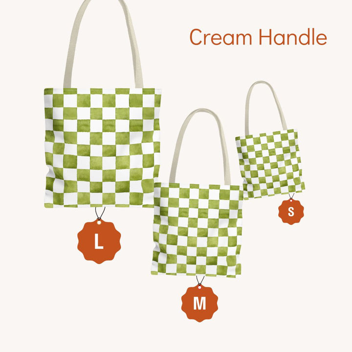Green Checkered Print Tote Bag