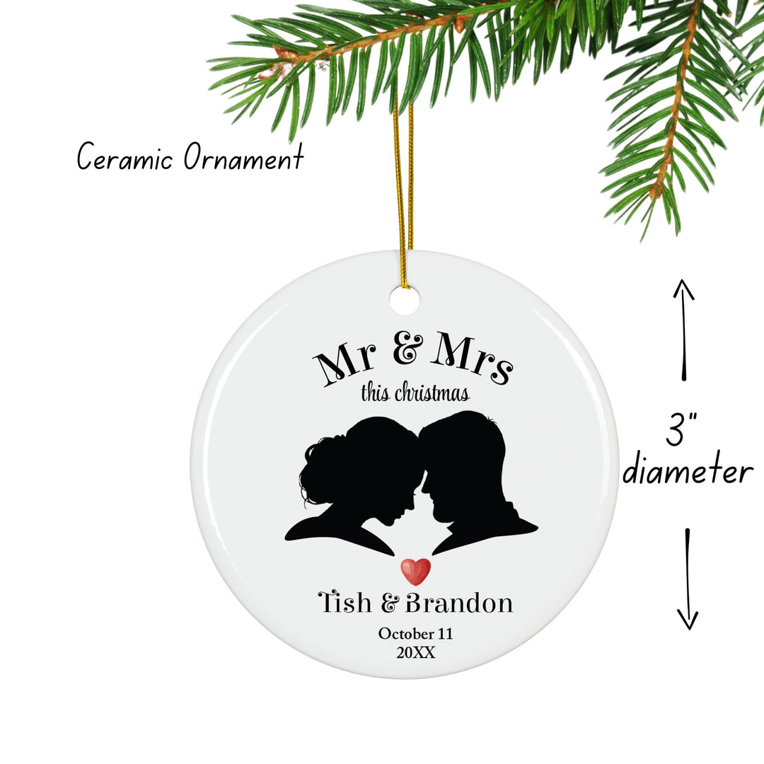 Personalized Photo Christmas Ornament: Couple Silhouette Ornament