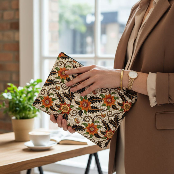 Batik Print Makeup And Accessory Pouch -  Aesthetic Floral 2