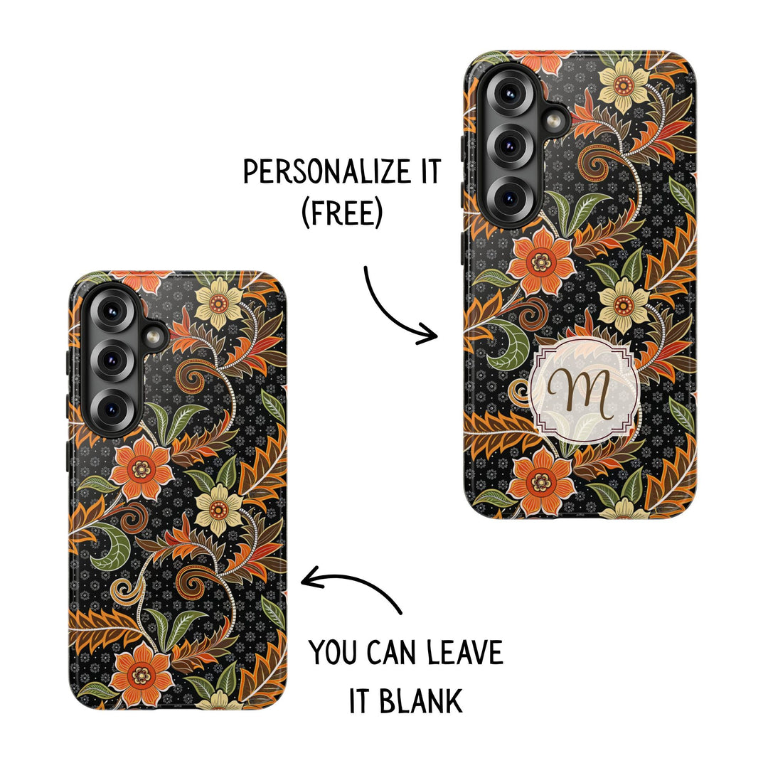 Modern Batik Pattern Tough Phone Cases Personalizable - Aesthetic Floral 1