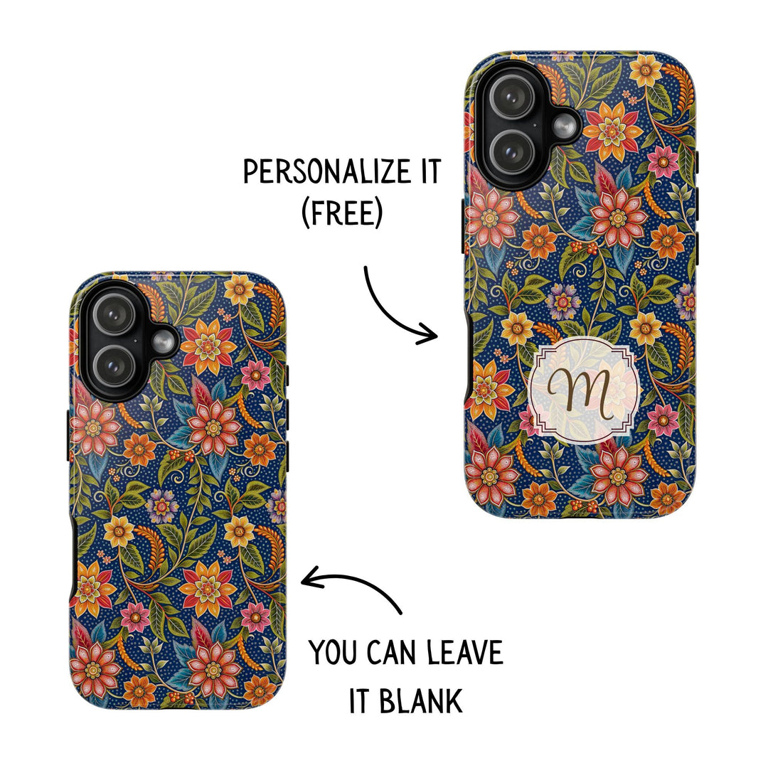 Modern Batik Pattern Tough Phone Cases Personalizable - Flower 6