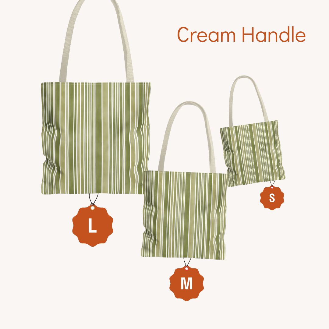 Green Stripes Print Tote Bag