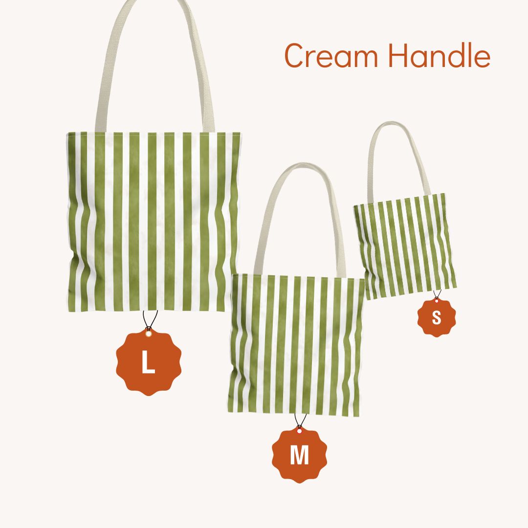 Green Stripes 2 Print Tote Bag