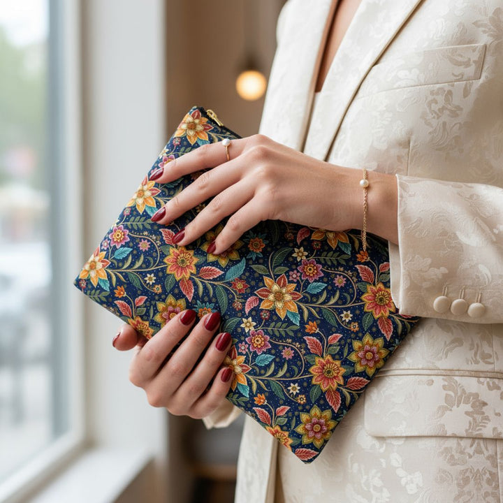Batik Print Makeup And Accessory Pouch - Batik Flower 10