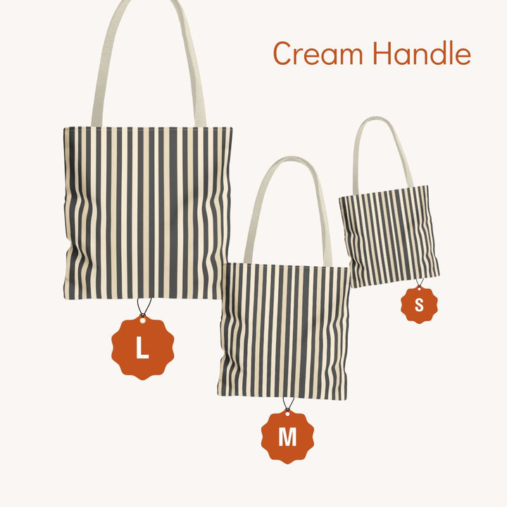 Brown Stripe Print Tote Bag