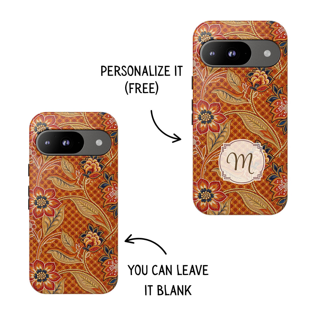 Modern Batik Pattern Tough Phone Cases Personalizable - Orange 2