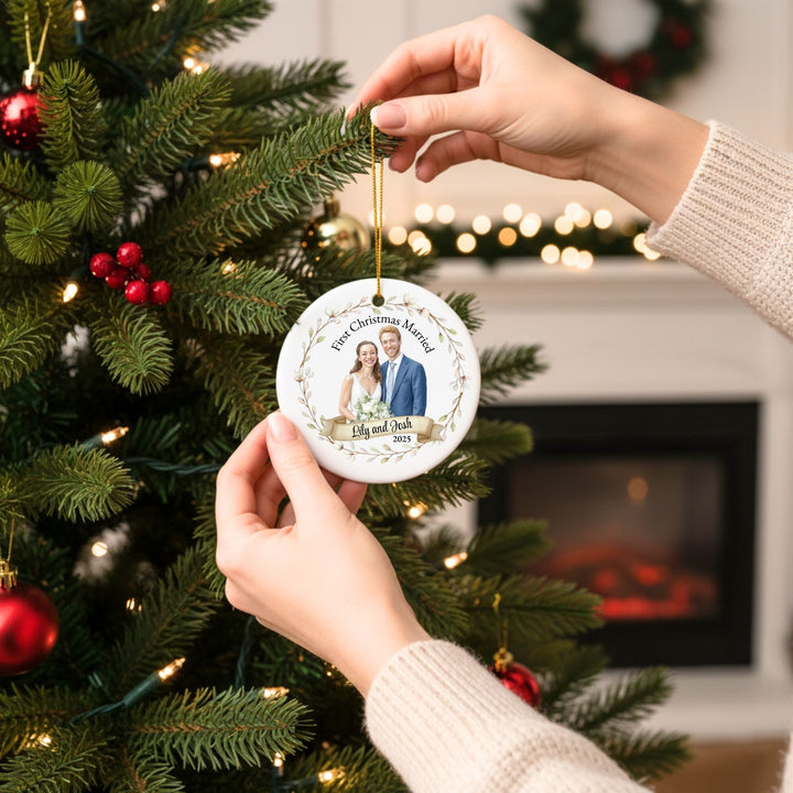 Personalized Photo Christmas Ornament: Wedding Picure Ornament 2