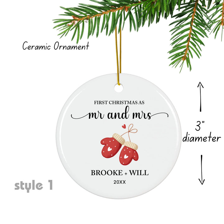Personalized Christmas Ornament: Red Mittens