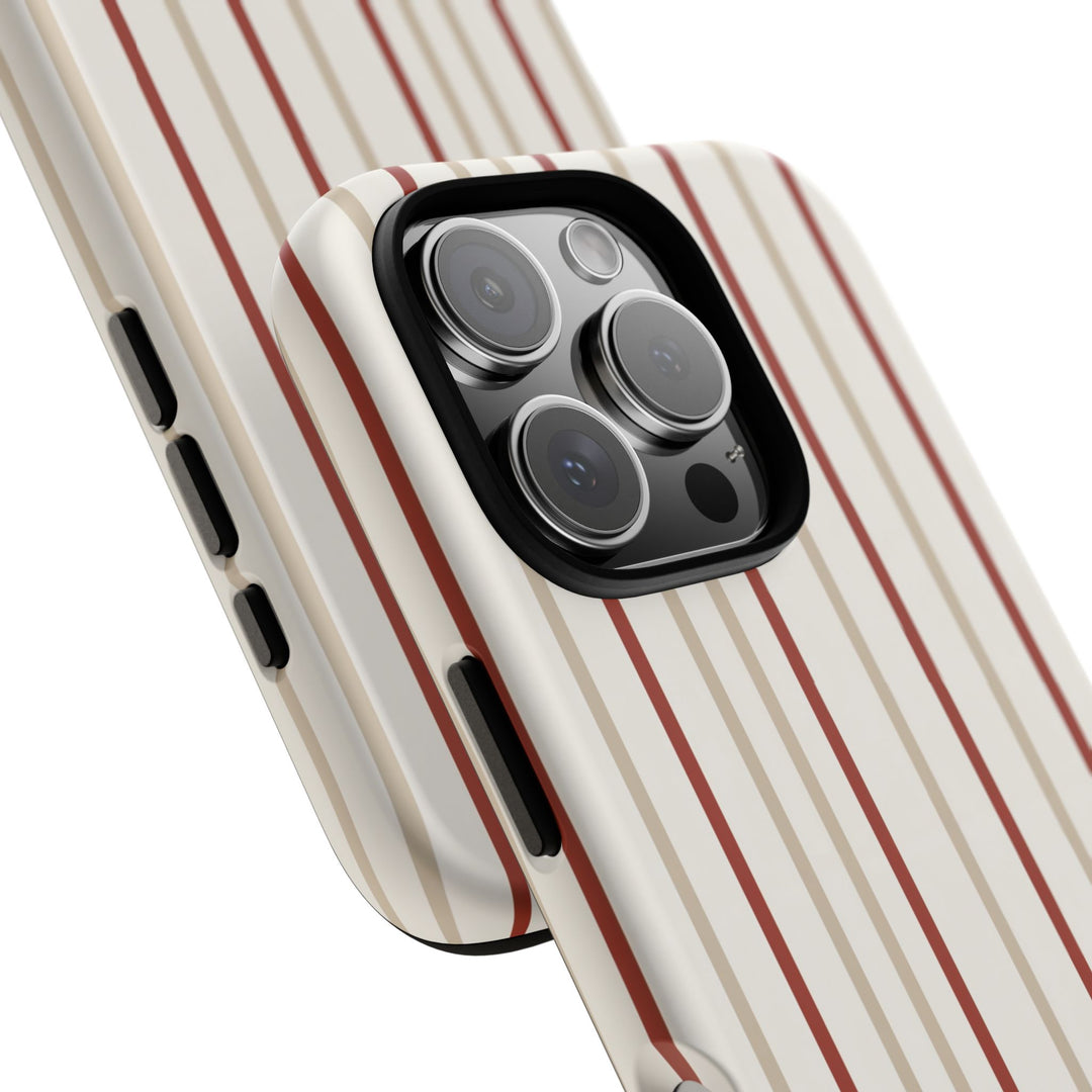 Personalized Tough Phone Case Red And Beige Stripe