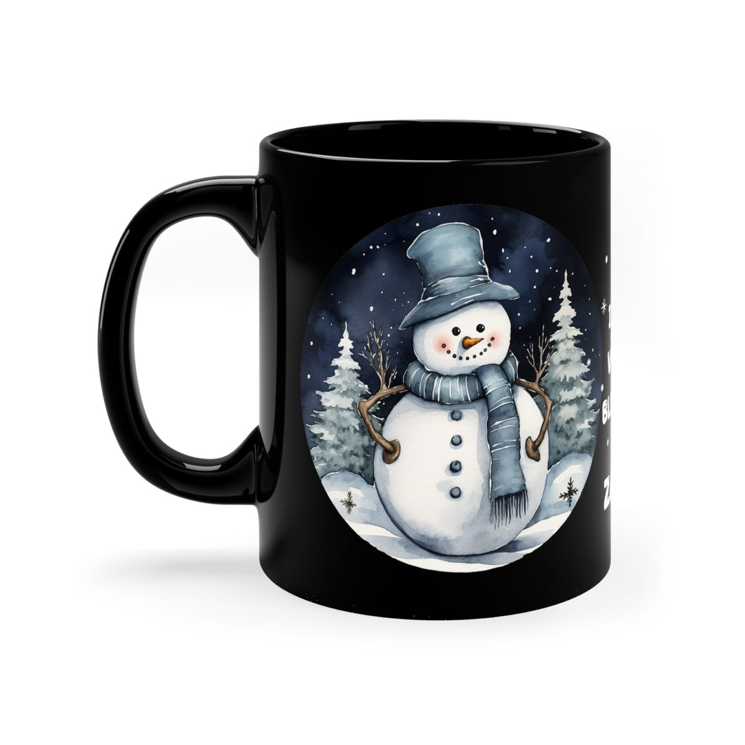 Personalized 11oz Black Mug A Very Blessed Snowman