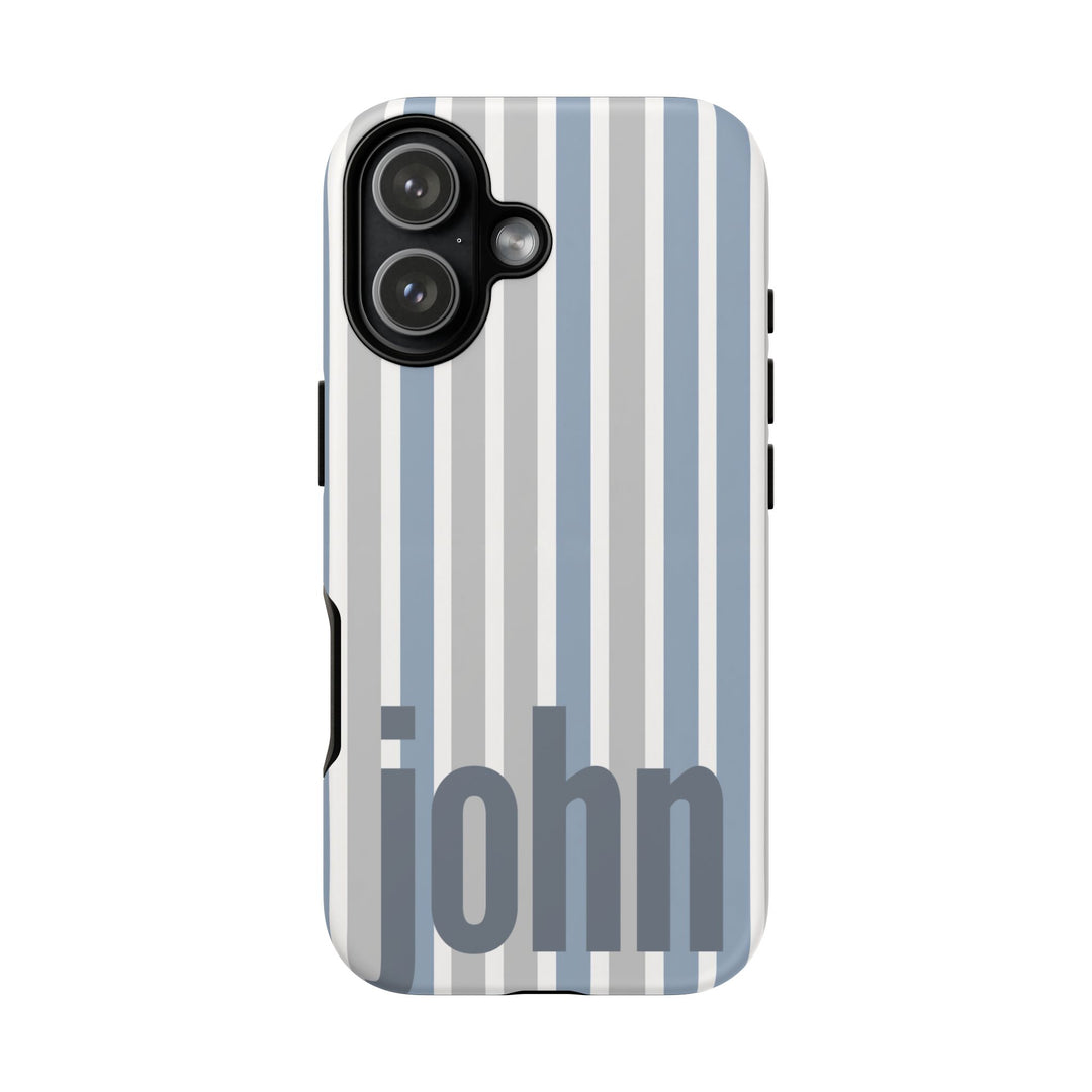 Personalized Tough Phone Case Rustic Blue Stripe