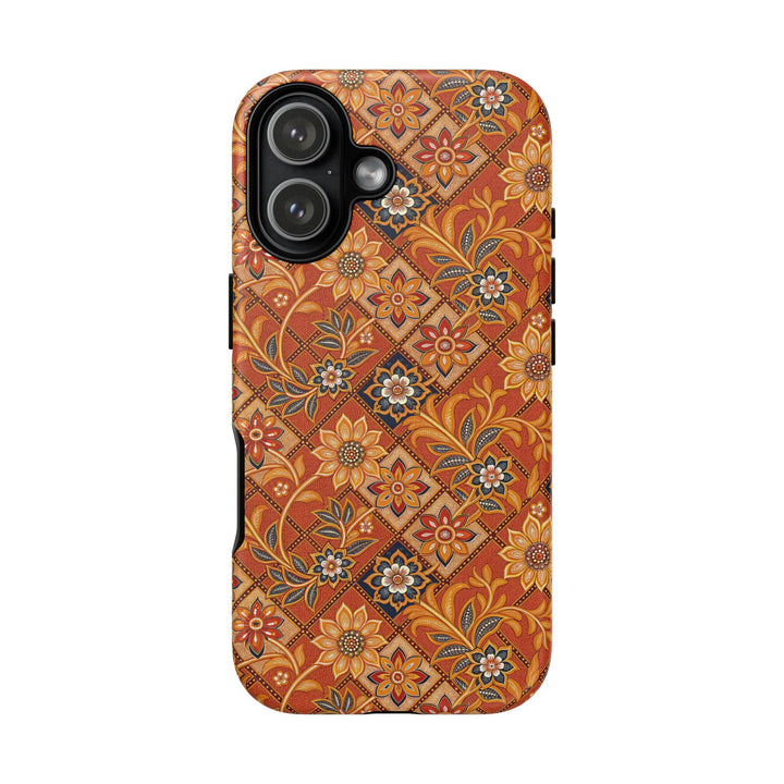 Modern Batik Pattern Tough Phone Cases Personalizable - Orange 1