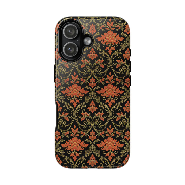 Traditional Batik Pattern Tough Phone Cases Personalizable - Orange Floral