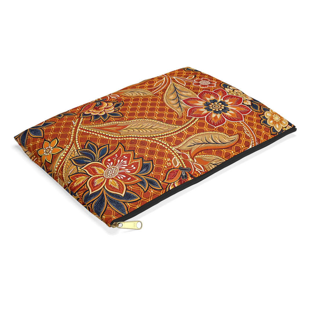Batik Print Makeup And Accessory Pouch - Orange 2