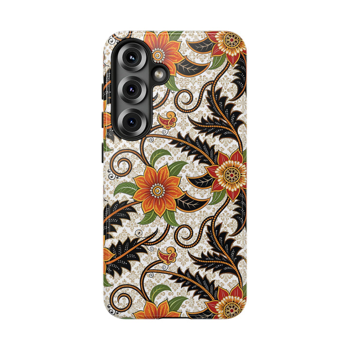 Modern Batik Pattern Tough Phone Cases Personalizable - Aesthetic Floral 2