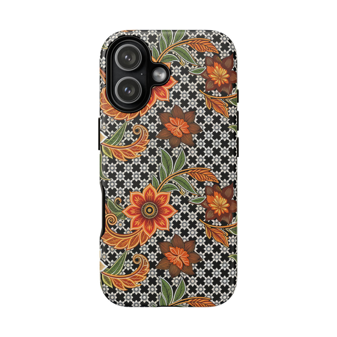 Modern Batik Pattern Tough Phone Cases Personalizable - Aesthetic Floral 4