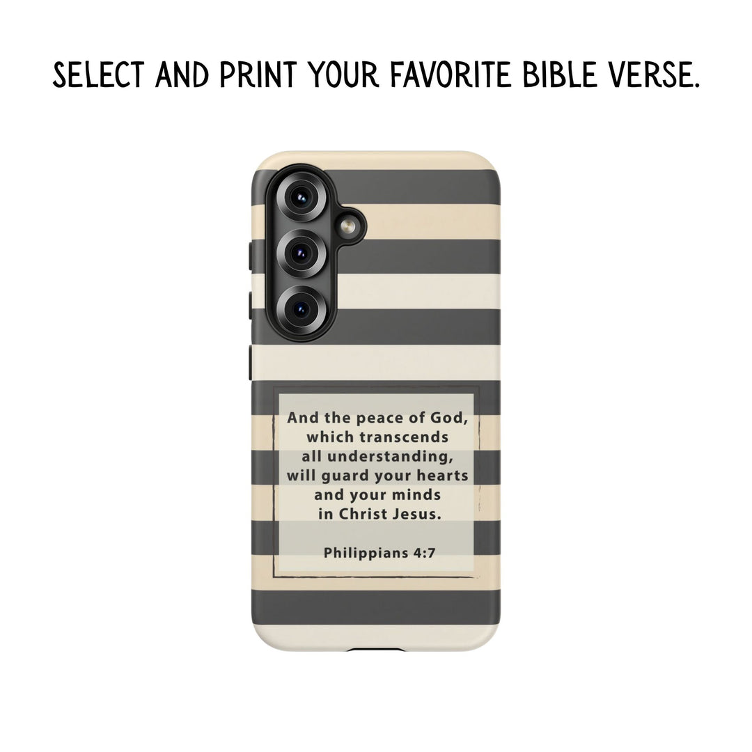 Personalized Tough Phone Case Brown Stripe Horizontal Design