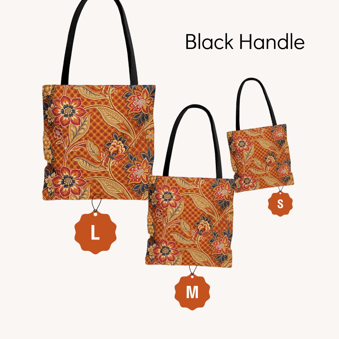Modern Batik Print Tote Bag -  Orange 2