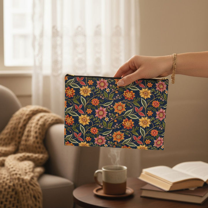 Batik Print Makeup And Accessory Pouch - Batik Flower 7
