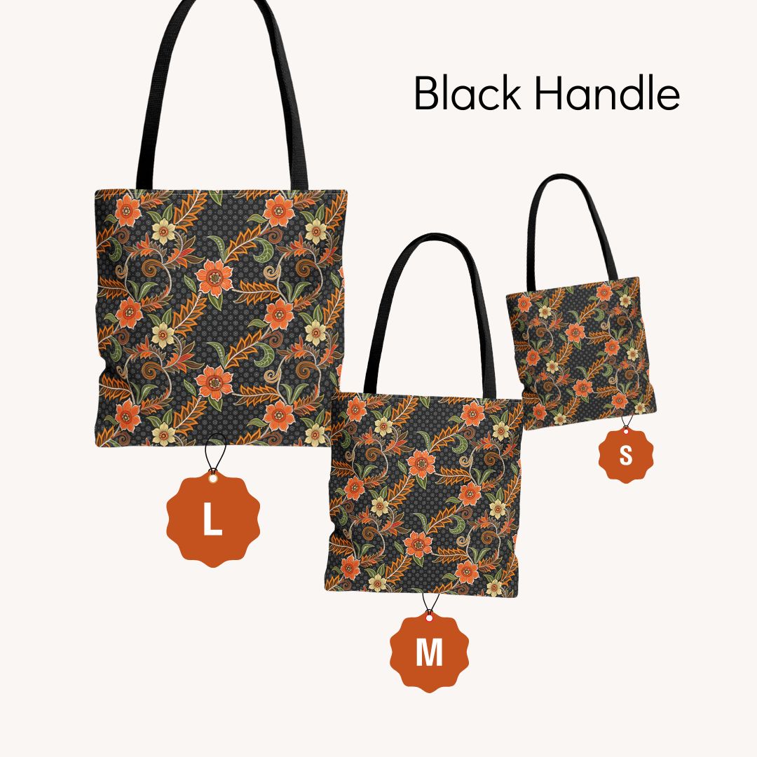 Batik Print Tote Bag -   Aesthetic Floral 1