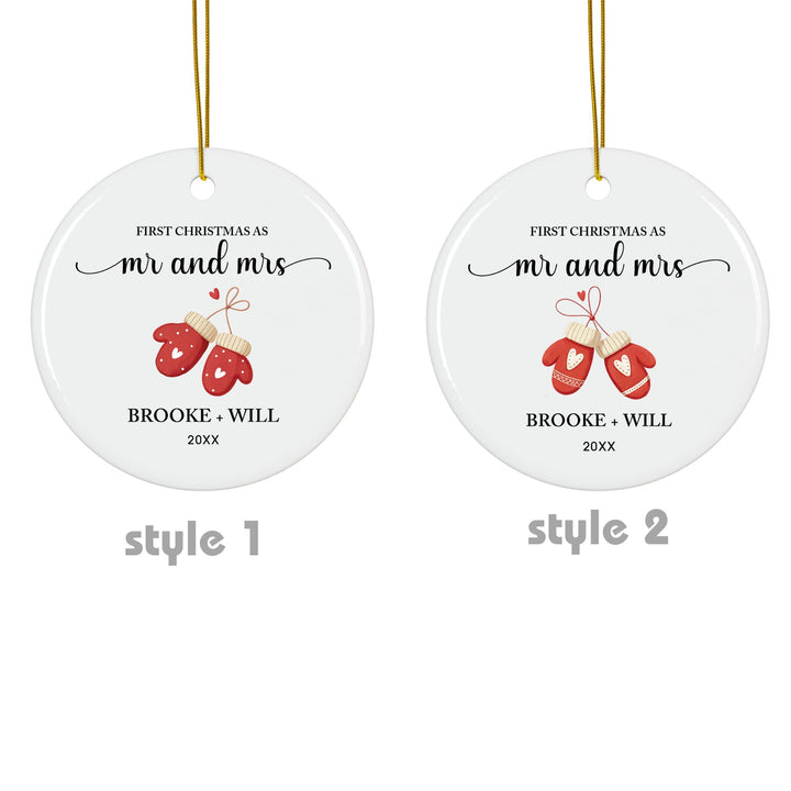 Personalized Christmas Ornament: Red Mittens