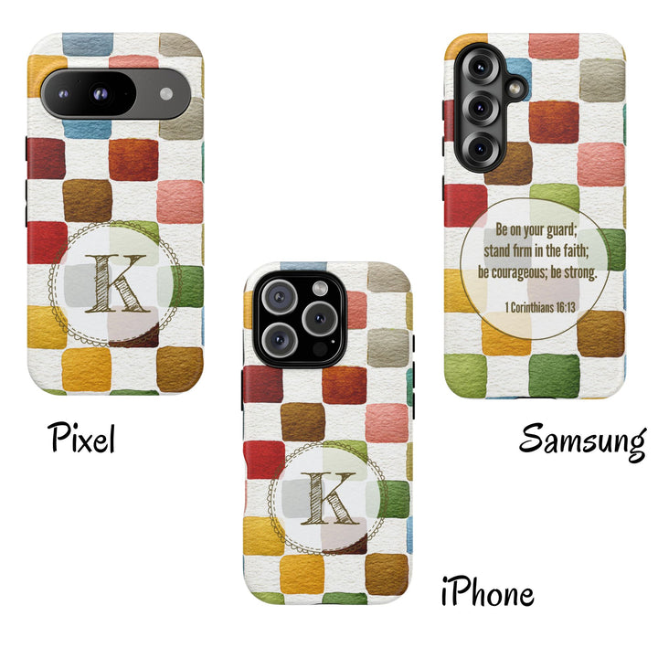 Personalized Tough Phone Case Multicolor Checkered Pattern