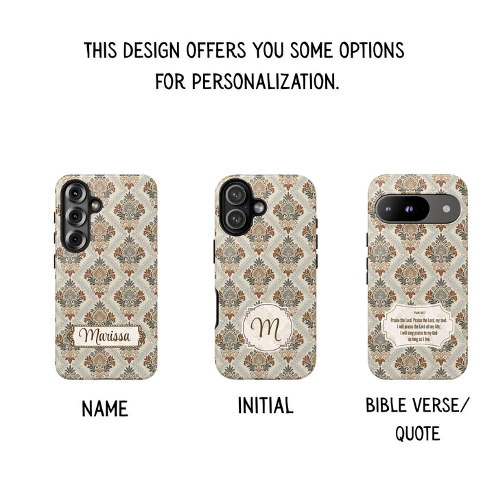 Modern Batik Pattern Tough Phone Cases Personalizable - Toile 3