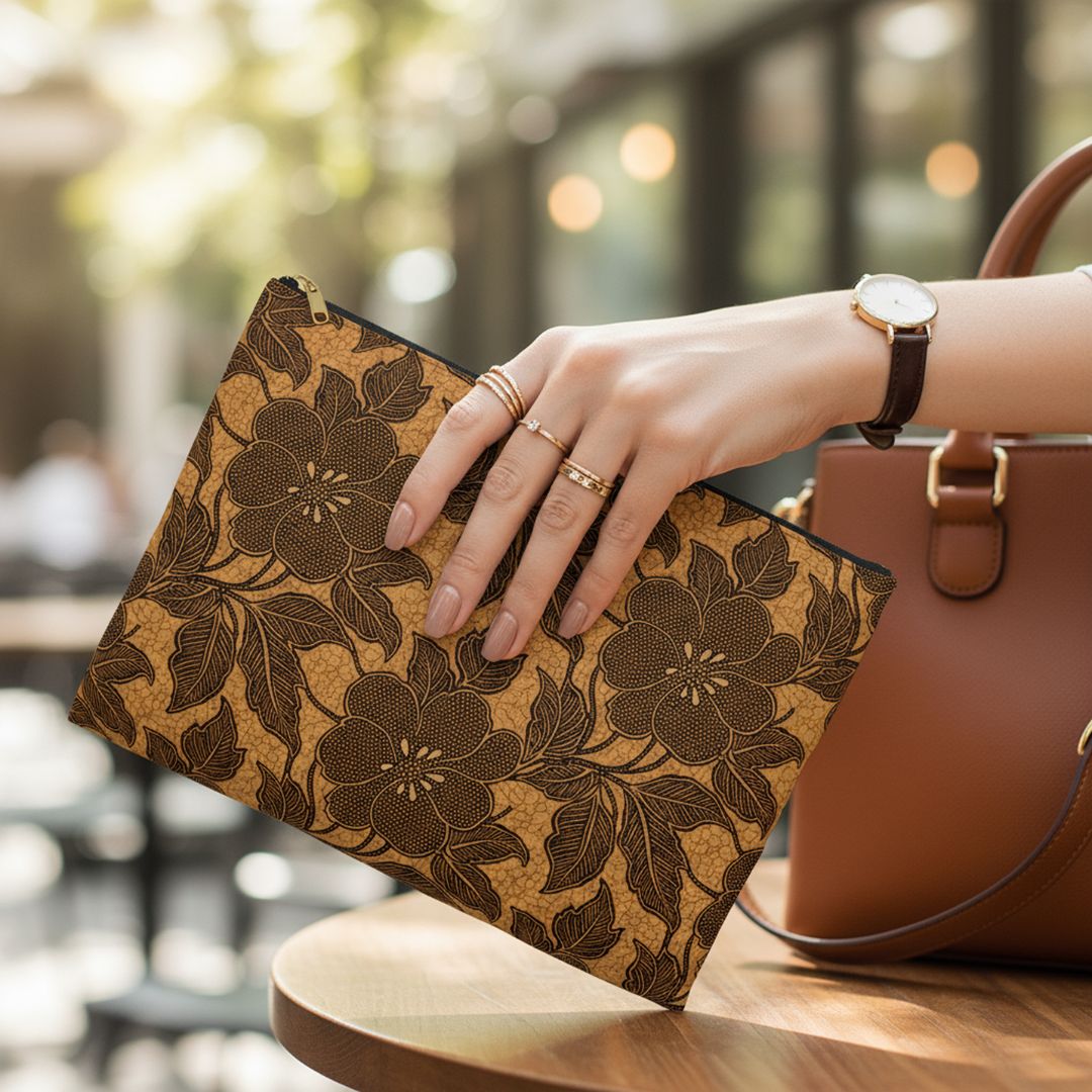 Batik Print Makeup And Accessory Pouch -  Traditional Pattern 9