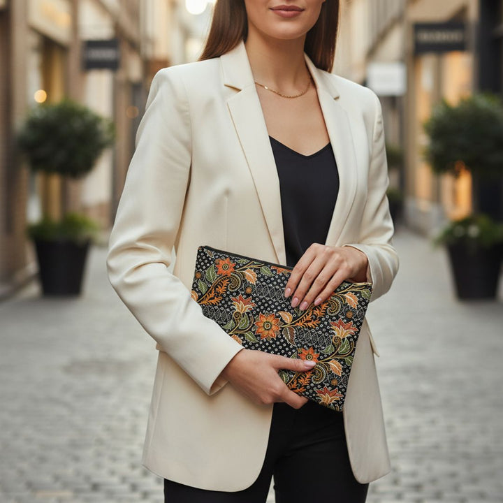 Batik Print Makeup And Accessory Pouch -  Aesthetic Floral 3