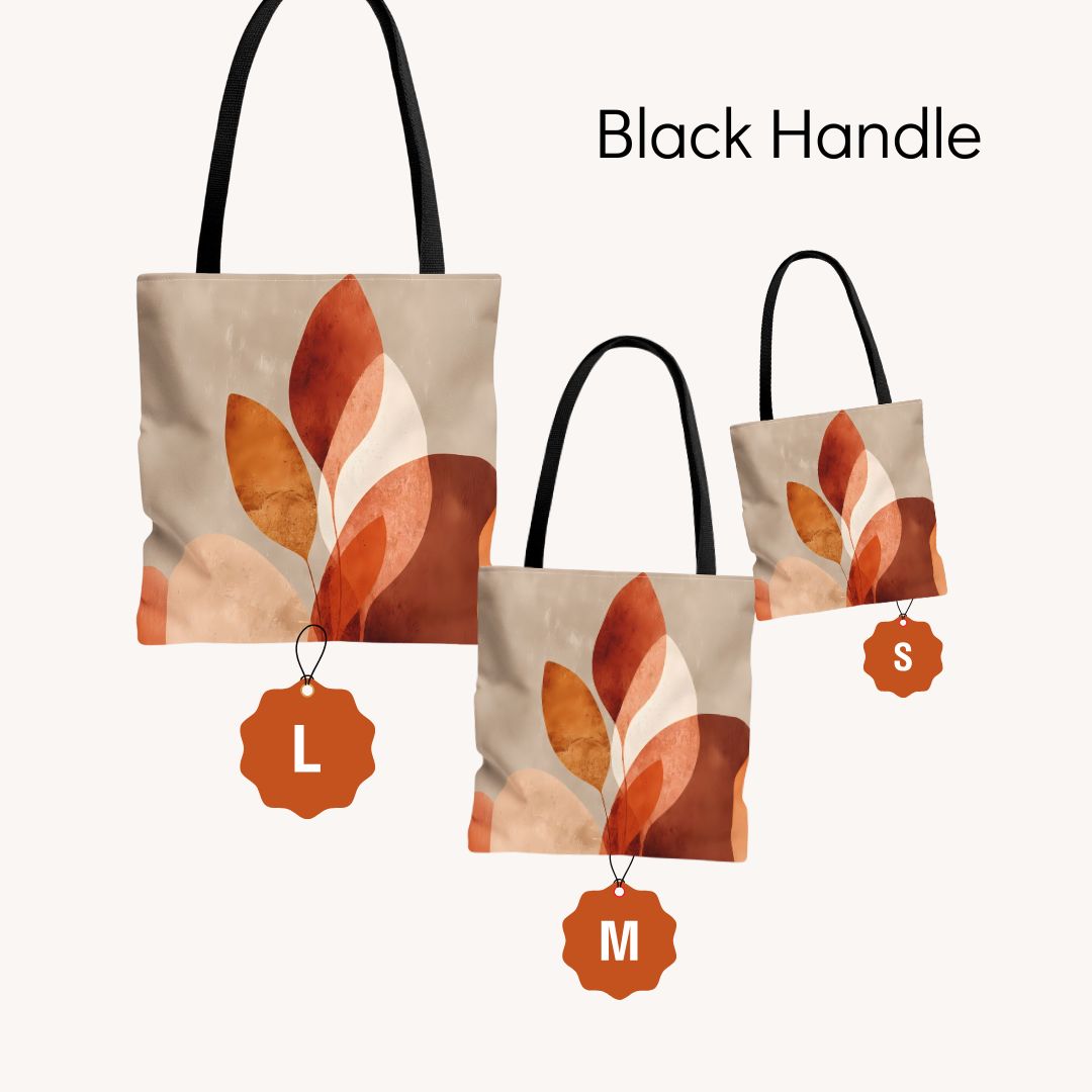 Abstract Print Tote Bag -   Orange Floral
