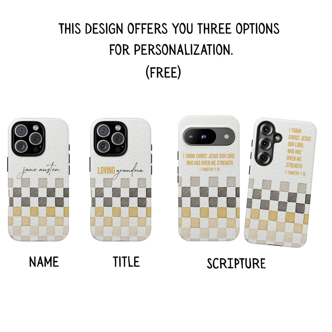 Personalized Tough Cases - Minimalist Grey Checker 2