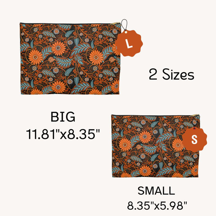 Batik Print Makeup And Accessory Pouch - Orange Teal 1