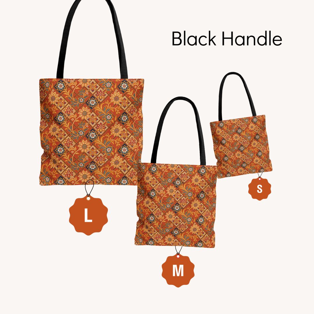 Modern Batik Print Tote Bag -  Orange 1