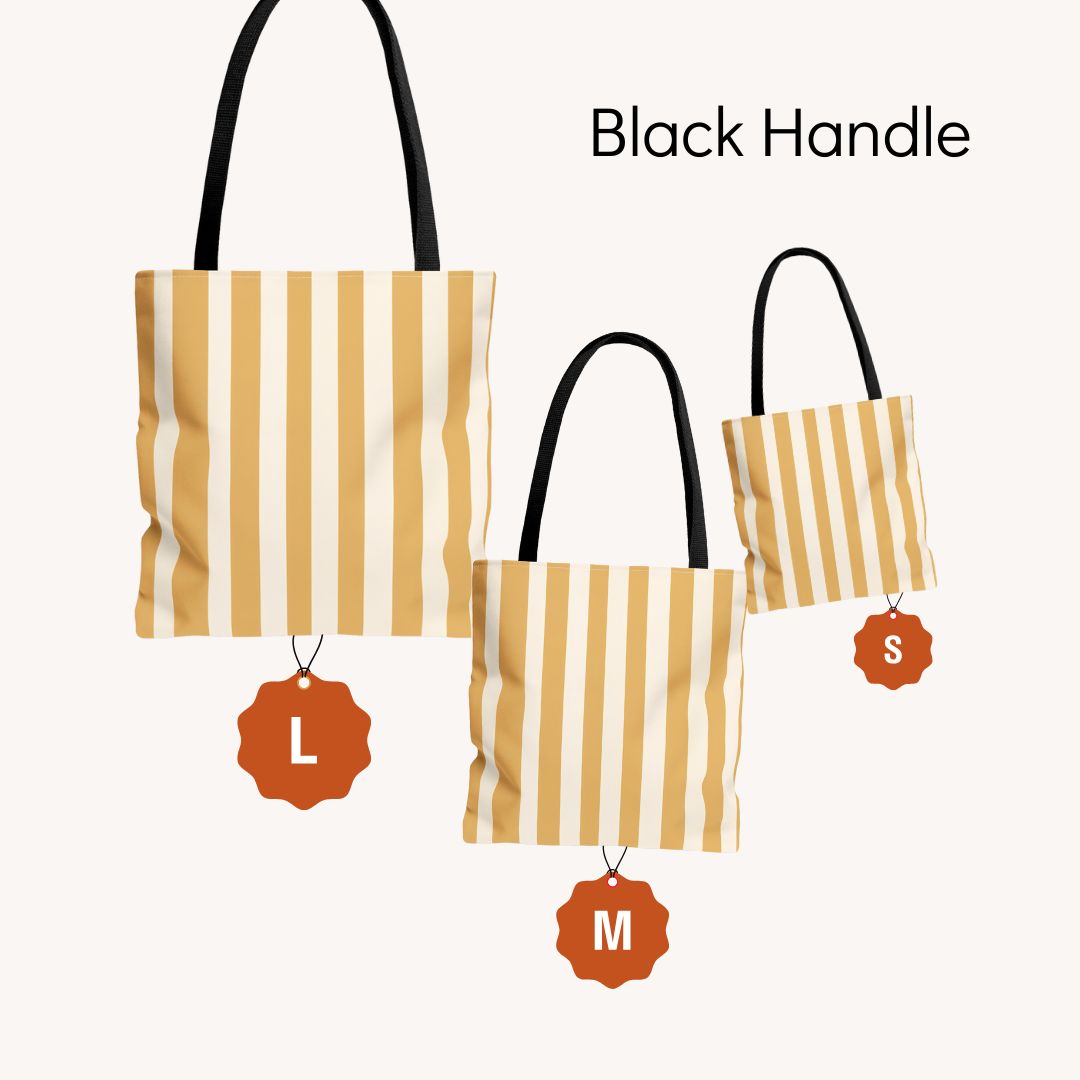 Yellow Stripes Print Tote Bag