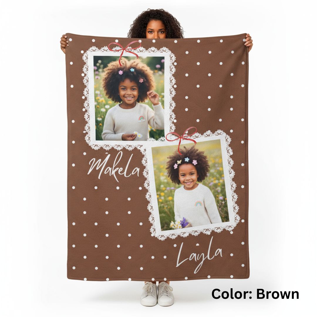 Personalized  Plush Blanket - Girly Double Frames