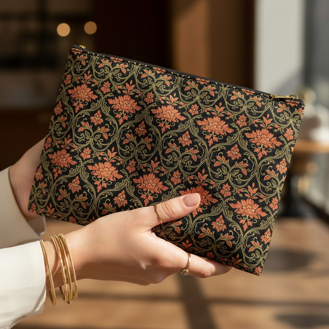 Batik Print Makeup And Accessory Pouch -  Traditional Pattern 12