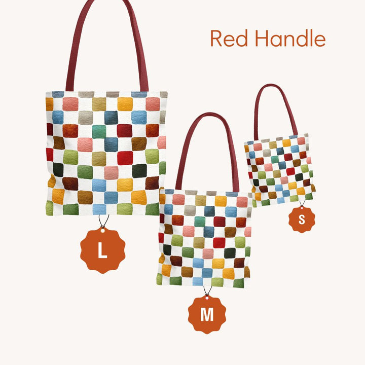 Multicolor Checkers Print Tote Bag