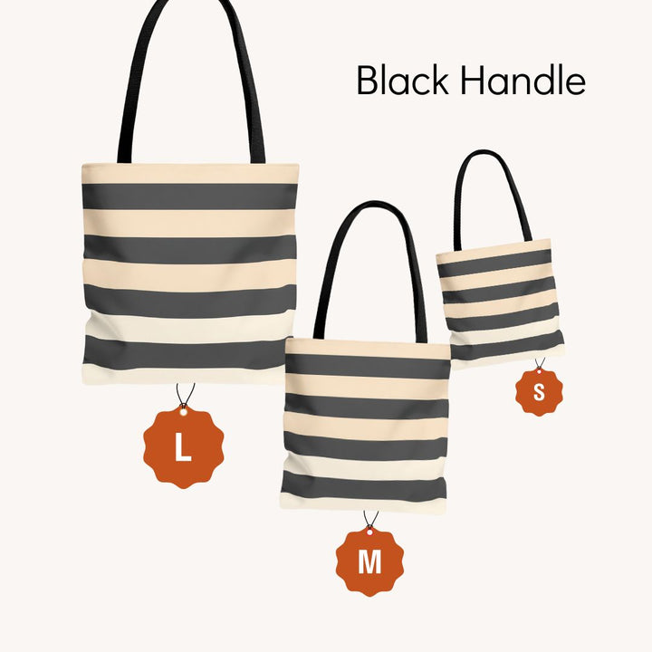 Brown Stripe Horizontal Print Tote Bag
