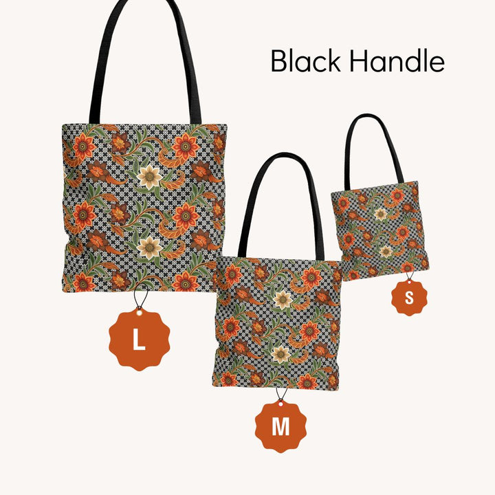 Batik Print Tote Bag -   Aesthetic Floral 4