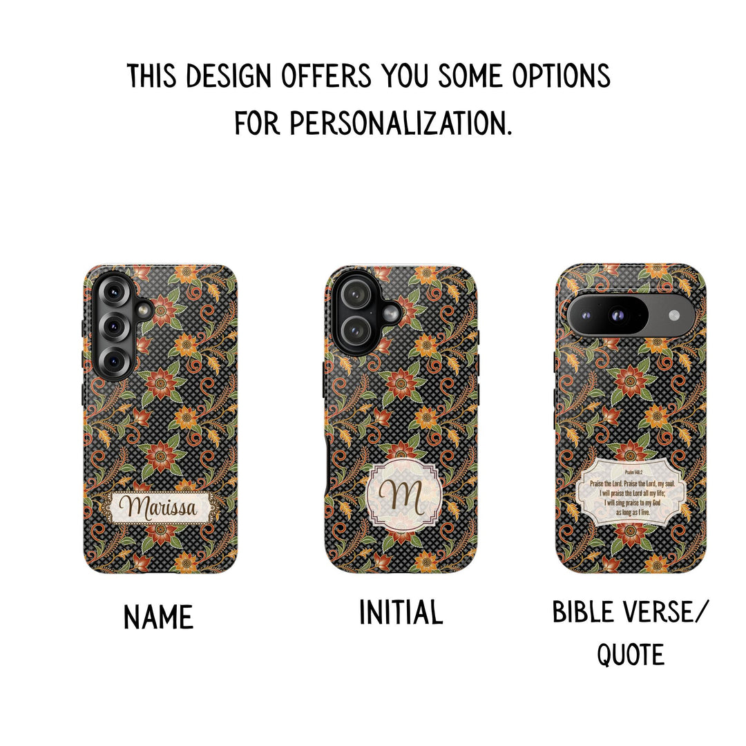 Modern Batik Pattern Tough Phone Cases Personalizable - Flower 3