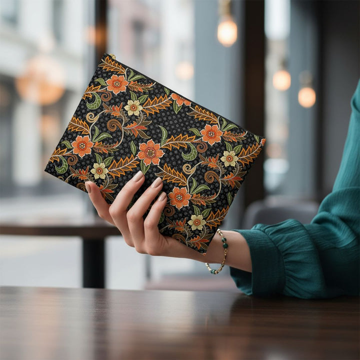 Batik Print Makeup And Accessory Pouch -  Aesthetic Floral 1