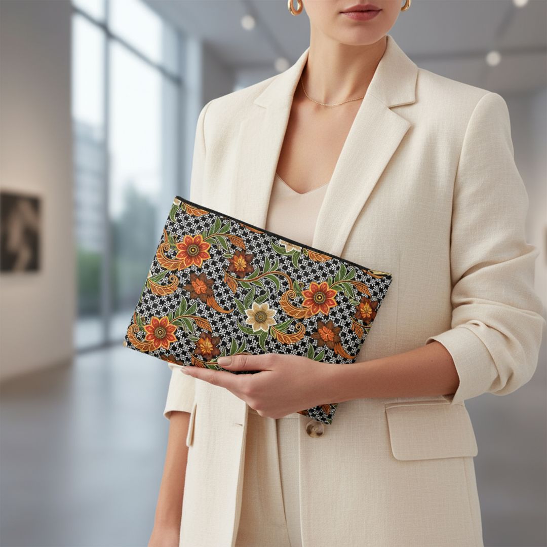 Batik Print Makeup And Accessory Pouch -  Aesthetic Floral 4