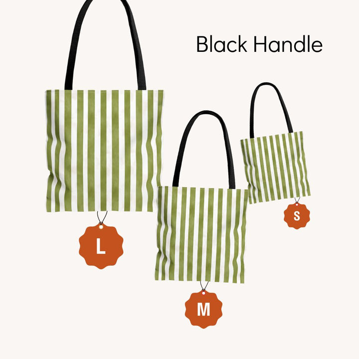 Green Stripes 2 Print Tote Bag