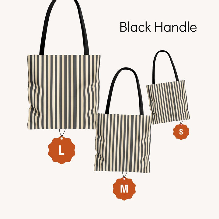 Brown Stripe Print Tote Bag