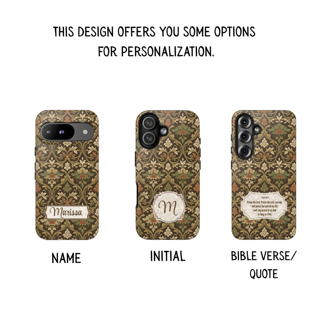 Traditional Batik Pattern Tough Phone Cases Personalizable - Elegant Floral