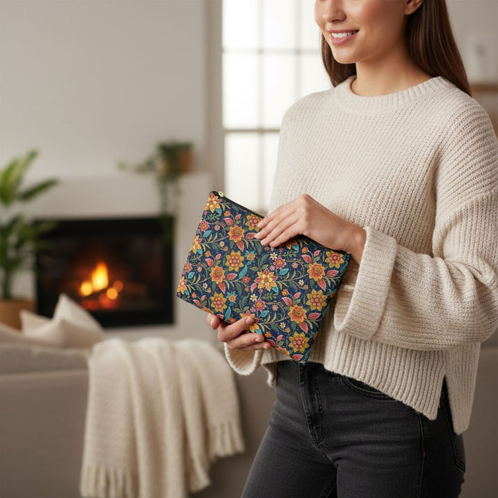 Batik Print Makeup And Accessory Pouch - Batik Flower 10