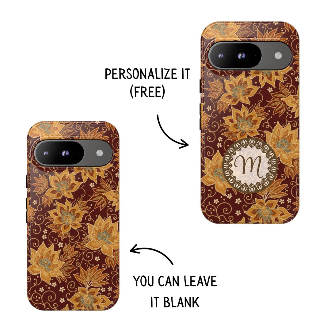 Traditional Batik Pattern Tough Phone Cases Personalizable - Flower Design 1